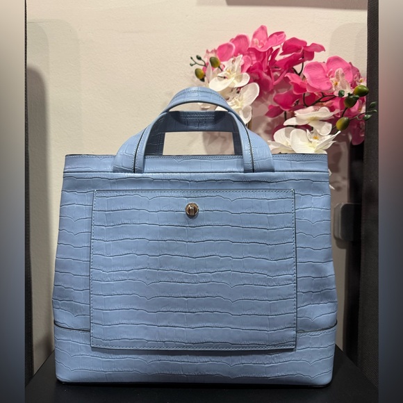 SALE🌻HAYWARD made in New York pyramid tote in blue embossed crocco ✨ - Picture 11 of 16